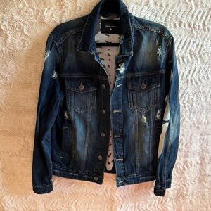 Men's Blue Distressed Denim Jacket